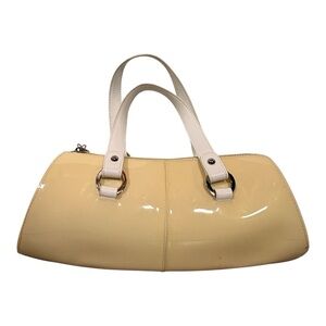 90s Patent Womens Handbag Shoulder Bag Vintage Cream Retro Casual